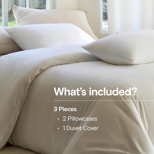 DOZ Duvet Cover Set - Buttery Soft Bamboo Viscose | Cooling & Organically Grown | 90"x90" (Snow, Full/Queen)