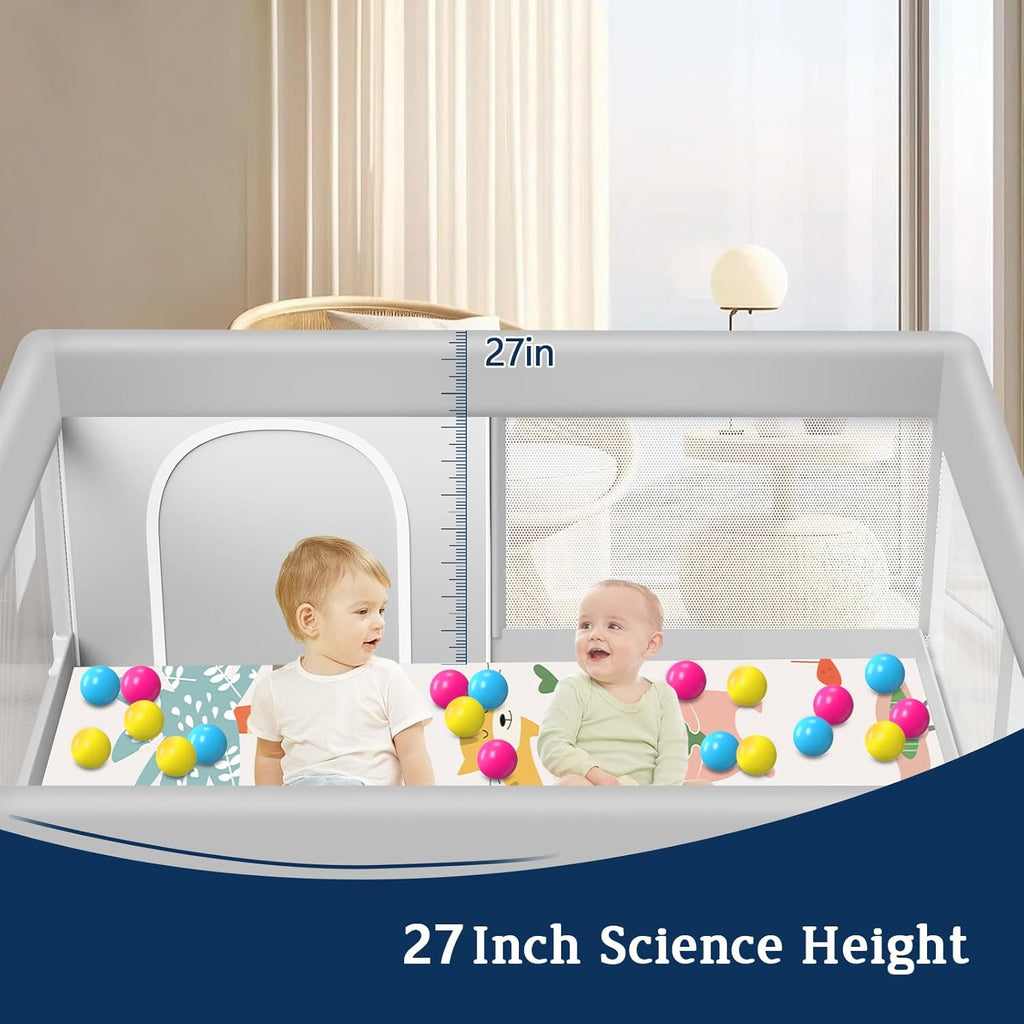Skiennix Baby Playpen - 50x50 Inch Waterproof Mat for Safe Indoor Play | Toddler Activity Center