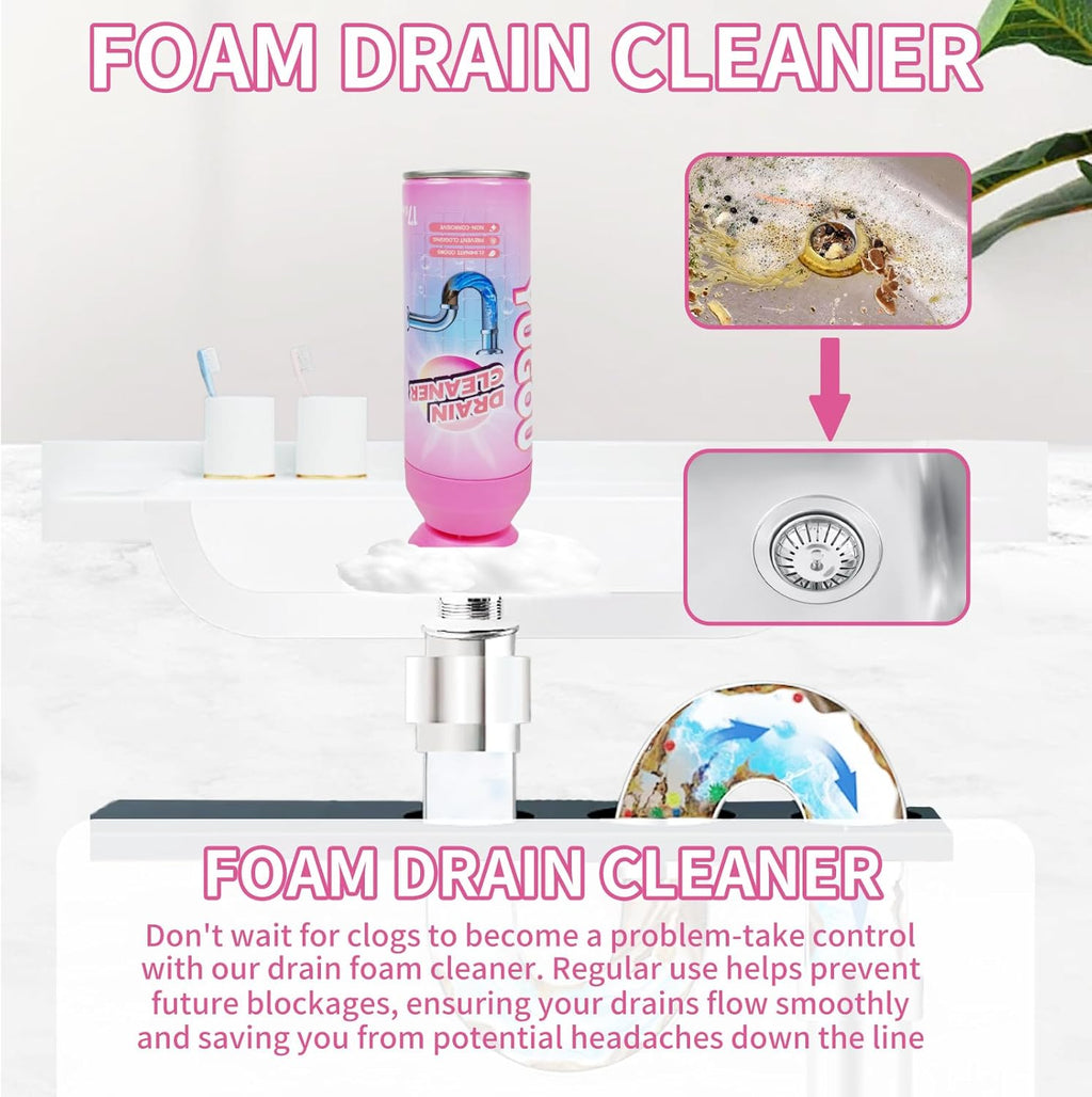Yugou Foaming Drain Cleaner - Powerful Clog Remover & Deodorizer for Sinks, Showers & Tubs (2 Pack)