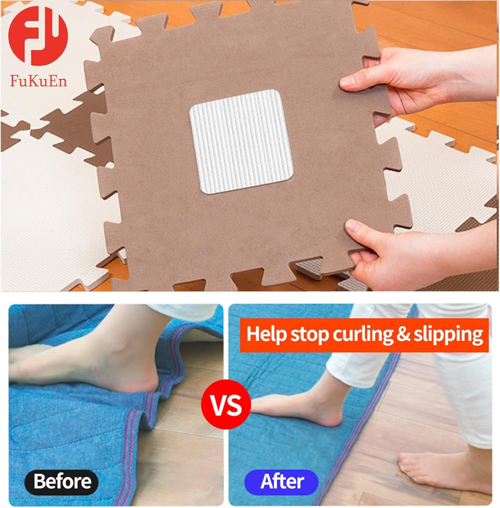 Skiennix Anti-Slip Carpet Grips - 8 Pcs Vacuum Technology for Hardwood Floors | Washable Rug Stoppers