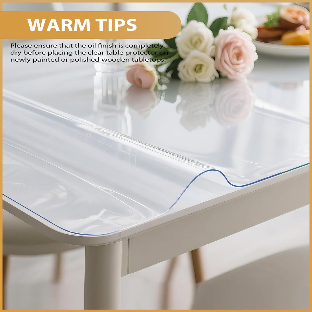 ProsperJoyChant 40x80in Clear PVC Table Protector 1.4mm Waterproof Cover