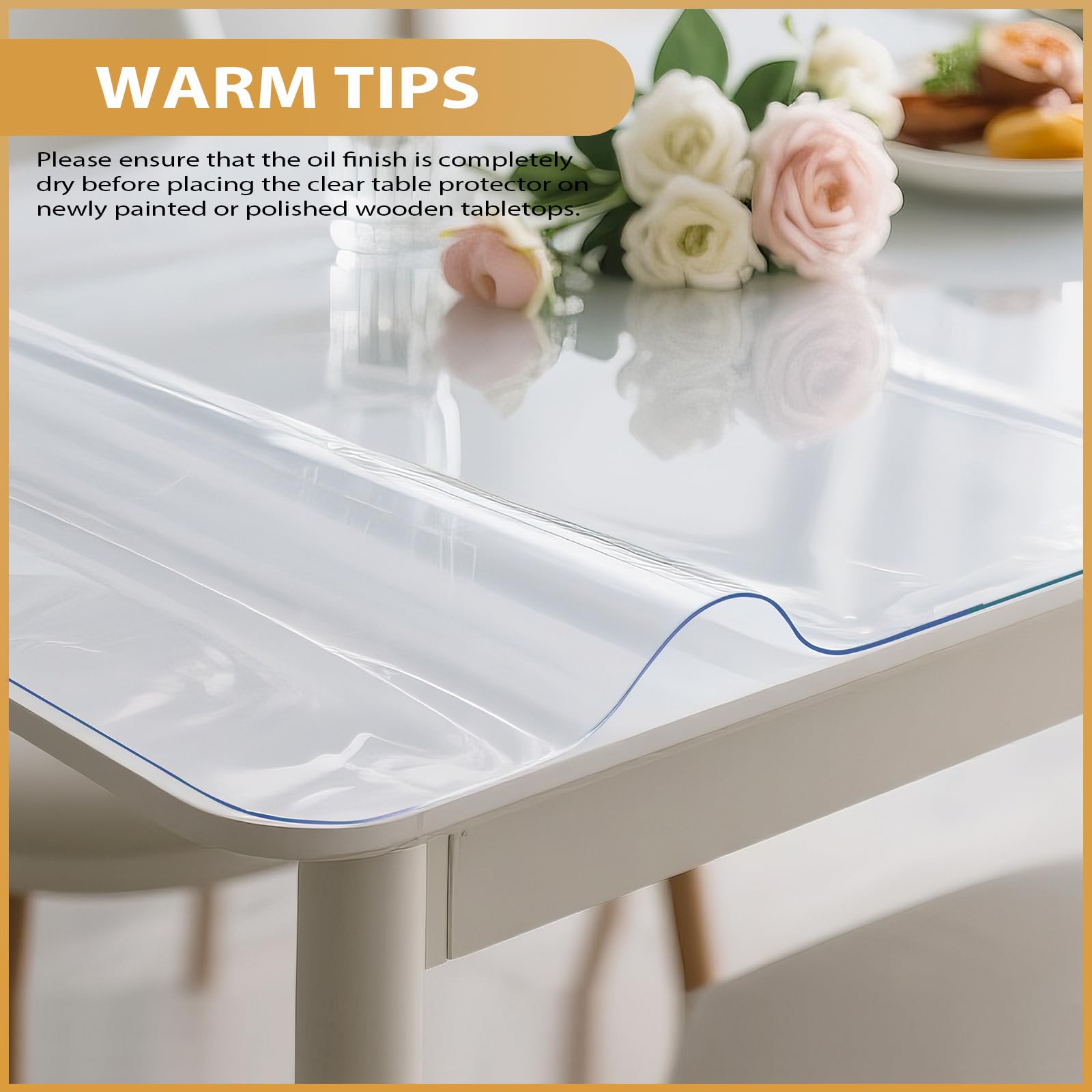 ProsperJoyChant 40x80in Clear PVC Table Protector 1.4mm Waterproof Cover