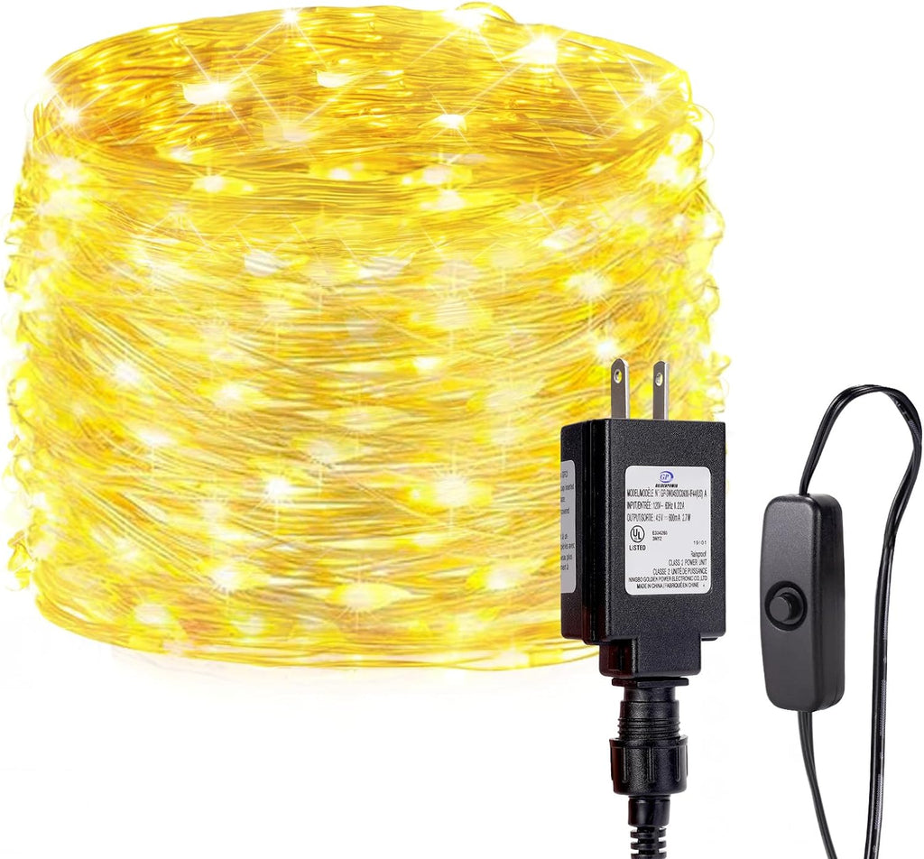 Skiennix 33ft 100 LED Fairy Lights - Warm White Waterproof Copper Wire String Lights for Indoor/Outdoor Decor
