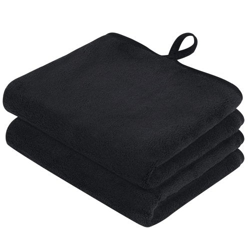 VIVOTE Hand Towel Set, Super Soft Absorbent Microfibre Hand Towels, Black, 2 Pack, 30 x 50cm