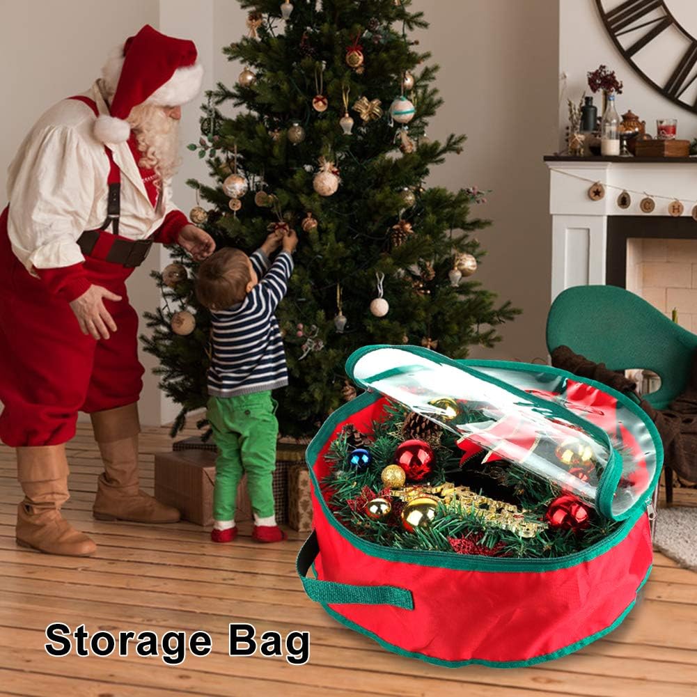 TITA-DONG Wreath Storage Bag - Heavy Duty Waterproof Design with Double Zipper & Handle | 20x20x6 Inch