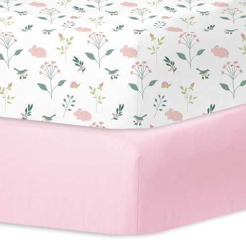 Little Grape Land Crib Sheets - Super Soft 2-Pack Fitted Sheets for Standard Crib & Toddler Mattress (Little Bunny)