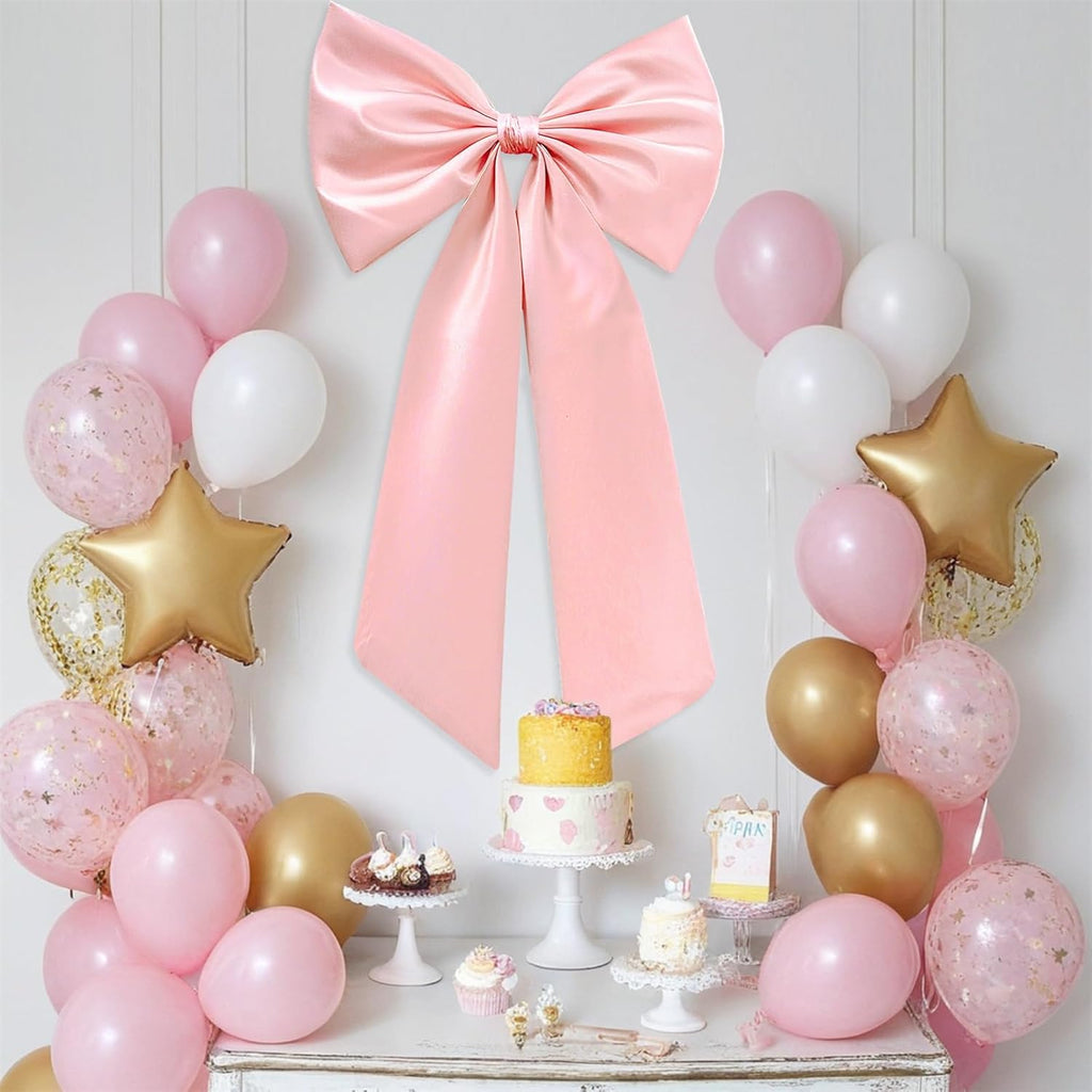 Skiennix Large Pink Bow - Decorative Ribbon for Baby Showers & Weddings | Perfect Wall Hanging Décor