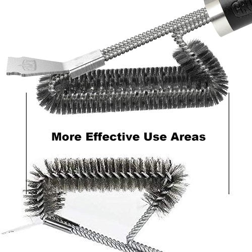 GRILLART Grill Brush - 18" Stainless Steel BBQ Brush with 3-in-1 Bristles for Safe Cleaning