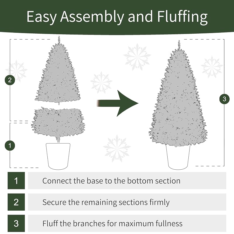 Puleo International 4.5 ft Pre-Lit Potted Flocked Arctic Fir Christmas Tree - 70 Clear Lights, 419 Tips