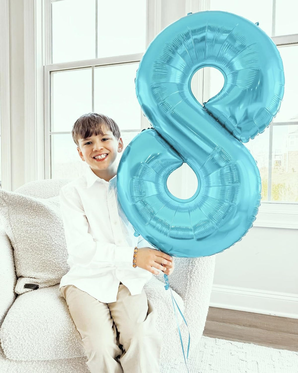 Pearlescent Blue Number 5 Balloon - 40 Inch 5th Birthday Decorations & Party Supplies