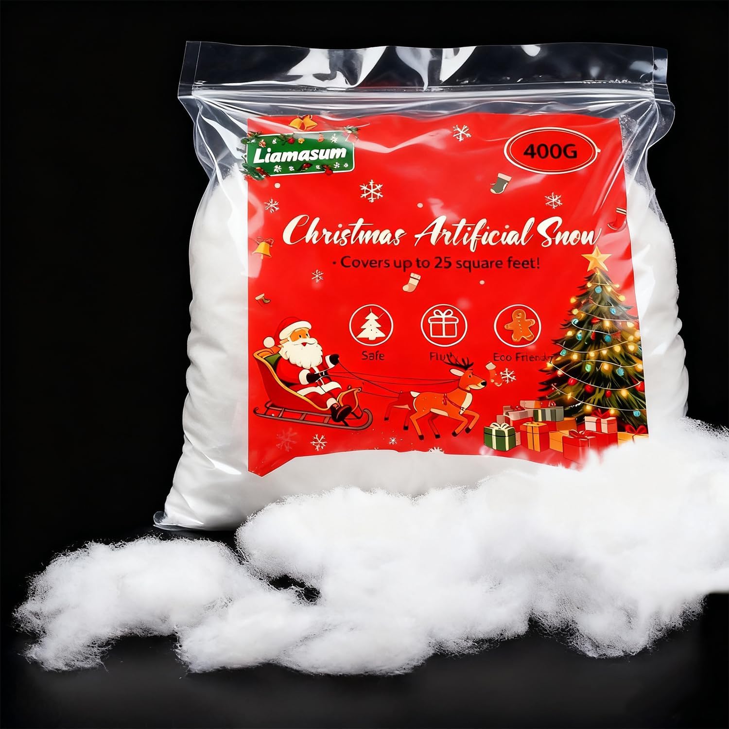 Skiennix Christmas Fake Snow Decor - 14oz Fluffy Fiber Cotton for Holiday Indoor Displays
