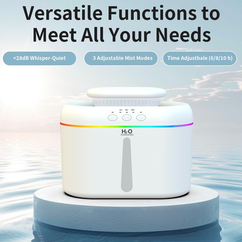 2L humidifiers for bedroom humidifier Home Ultra-Quiet 28 dB Quiet Supersized Cool Mist Air Humidifier for Baby Nursery，Dual Nozzie，Easy to Clean & Fill, 7 Color NightLight (White)