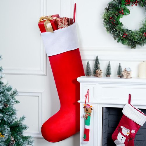 JOYIN 43" Jumbo Christmas Stockings, Soft Giant Xmas Decor, Personalized Red Christmas Felt Stockings for Kids Adults Family Xmas Party Decorations Gifts