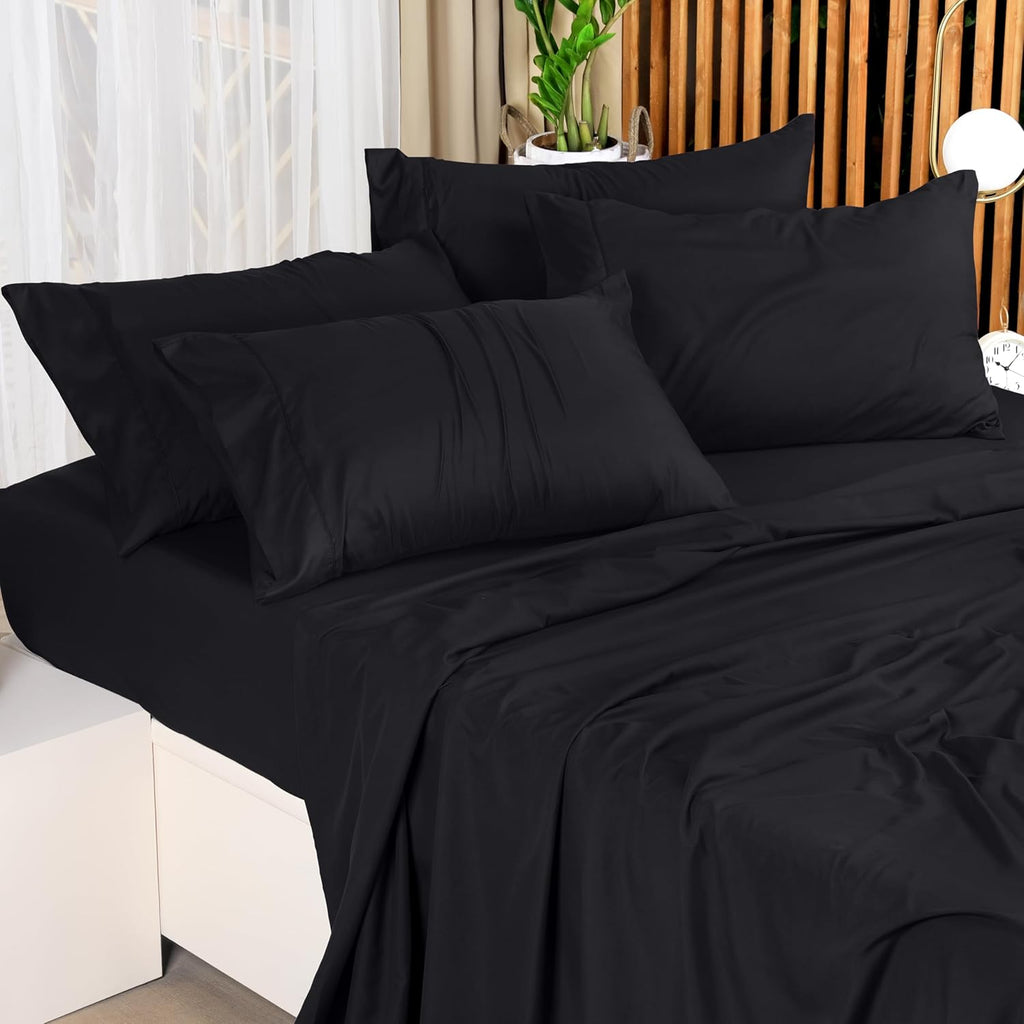 Utopia Bedding Queen Bed Sheets Set - Soft Brushed Microfiber | Fade & Shrinkage Resistant - Black