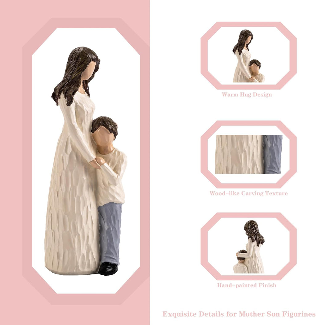 Regine Switzerland Mother and Son Figurines - Hand-Painted Family Sculpture Gift | 9.5" H for Birthdays & Holidays