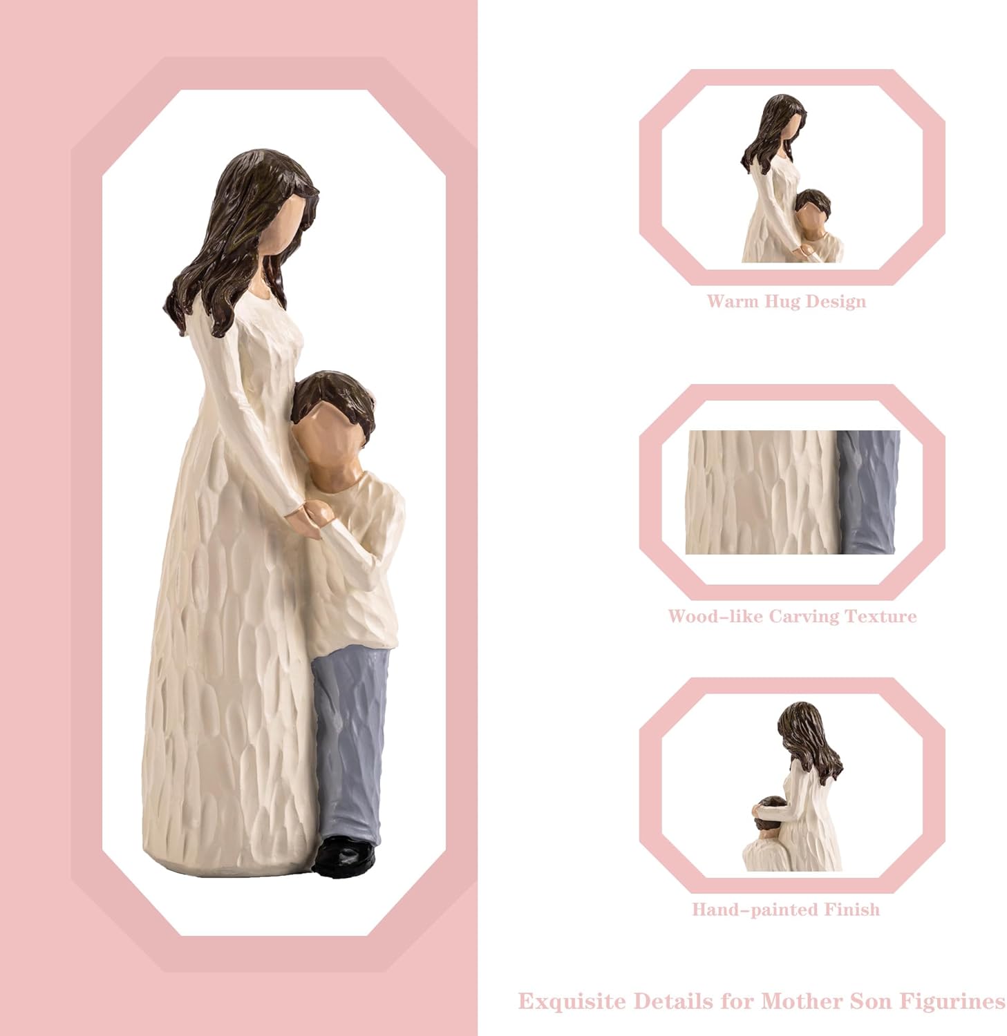 Regine Switzerland Mother and Son Figurines - Hand-Painted Family Sculpture Gift | 9.5" H for Birthdays & Holidays