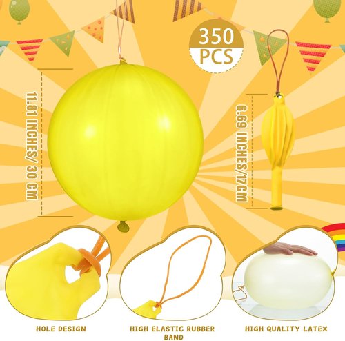 Libima Punch Balloons - 350 Pcs Heavy-Duty Assorted Colors for Kids' Parties & Classroom Prizes