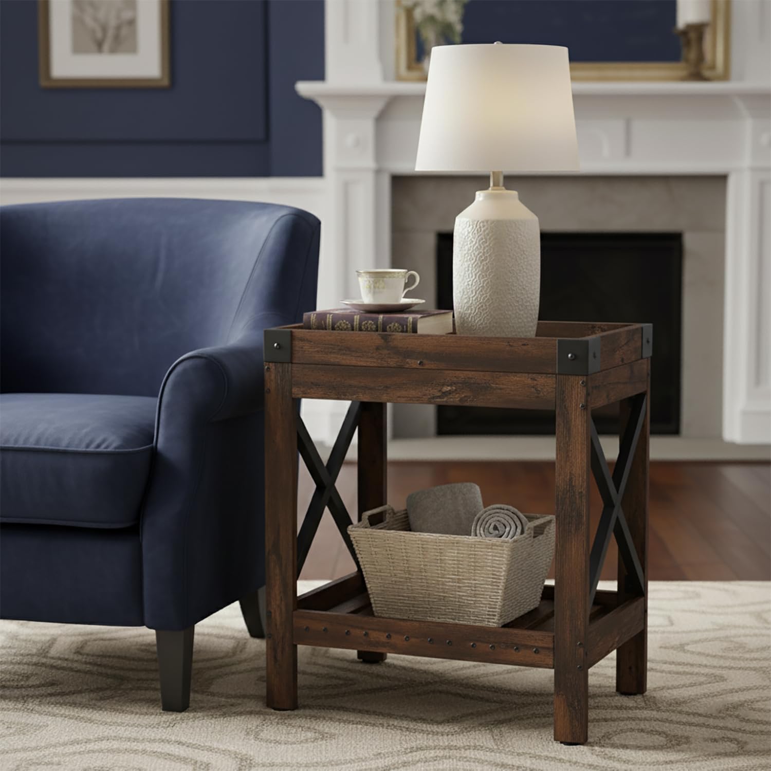 ZEXVIDA Narrow Side Table, Slim End Table,Sofa Side Table, End Table Nightstand for Bedroom, Living Room, Small Spaces