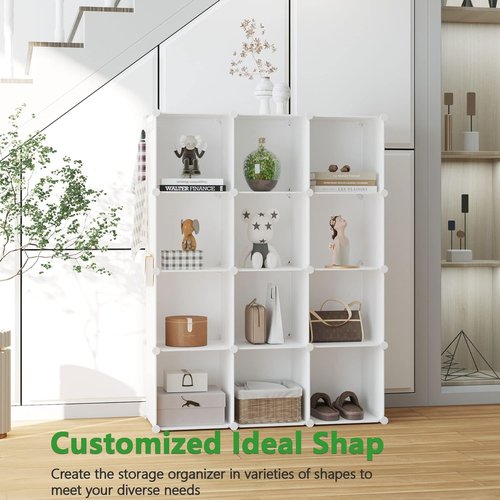 C&AHOME Cube Storage Organizer - 12-Cube Modular Shelves for Bedroom, Living Room & Office | 36.6" L x 12.4" W x 48.4" H