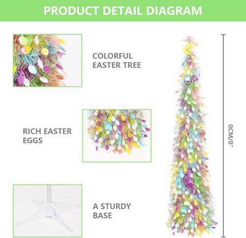 JIALEIXI 5ft Christmas Pencil Tree - Festive Egg Decorations for Home Holiday Parties & Easter Decor