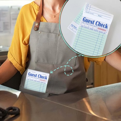 DGBDPACK Guest Check Books for Servers - Thick Paper (6 Pads), Waitress Notepads, Waitress Notepad for Restaurants, 300 Orders Total (Green, 6.75"x3.5"), 50 Sheets/Pack