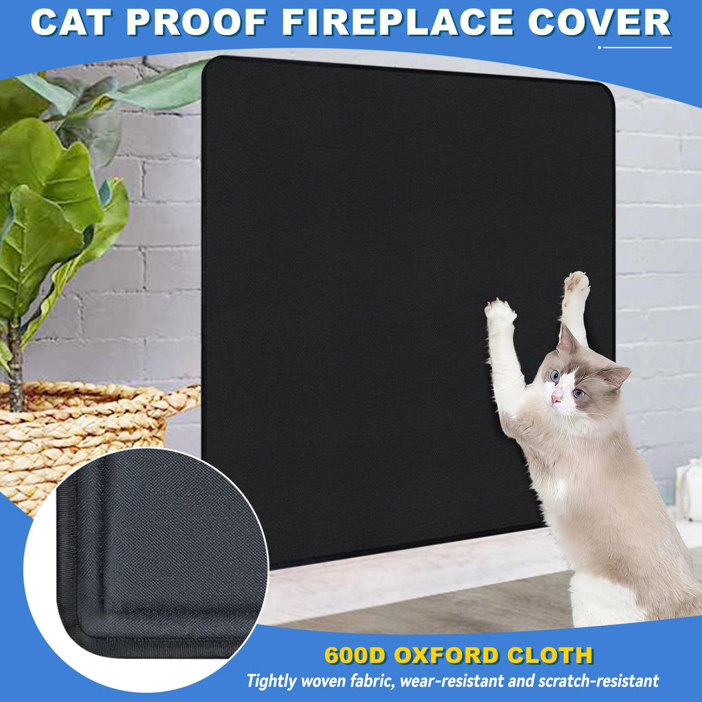 Magnetic Fireplace Cover, Fireplace Draft Stopper with 12 Pieces Strong Magnets, Fireplace Blanket for Heat Loss, Air Blocker for Winter and Summer, 36"x24", Black