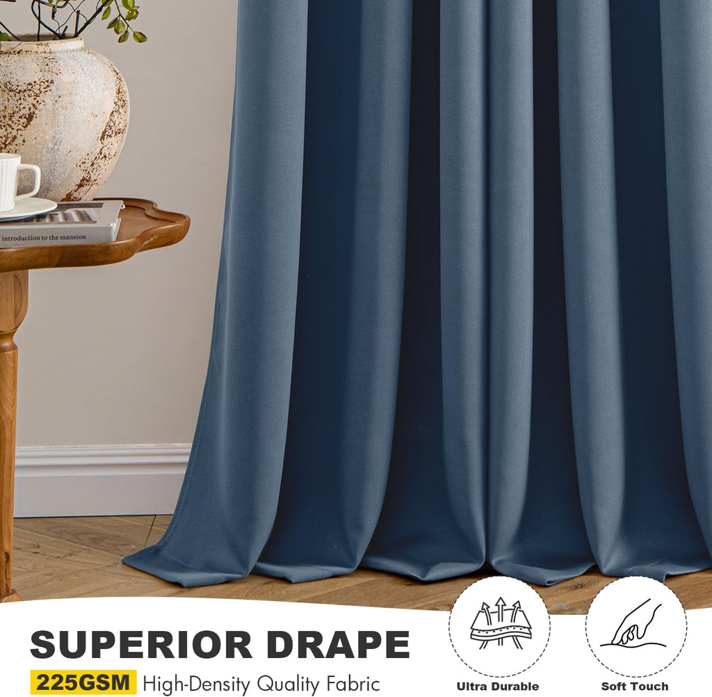 MIULEE Stone Blue Blackout Curtains - Thermal Insulated Room Darkening Drapes | 63-Inch Grommet Top, 2 Panels