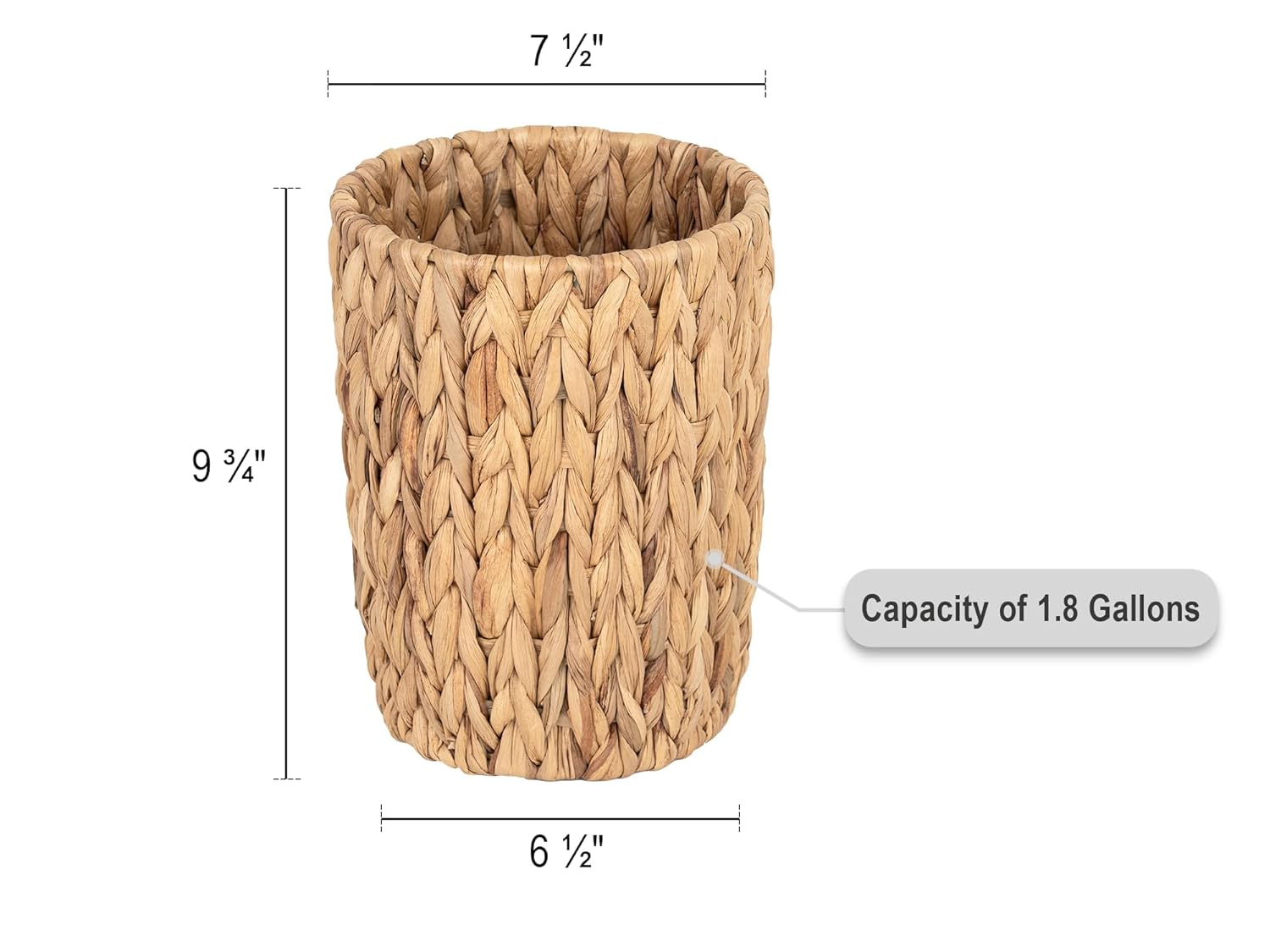 StorageWorks Wicker Waste Basket - Stylish Small Trash Can for Bathroom | Round Water Hyacinth Design