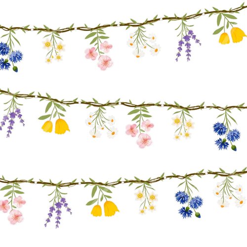 JIAYIQI 2PCS Wildflower Party Decorations - 7.9FT Pre-Strung Floral Garlands for Baby Shower Bloom Birthday Tea Party Wedding - Reusable & DIY Hanging Flower Garland for Garden Theme & Spring