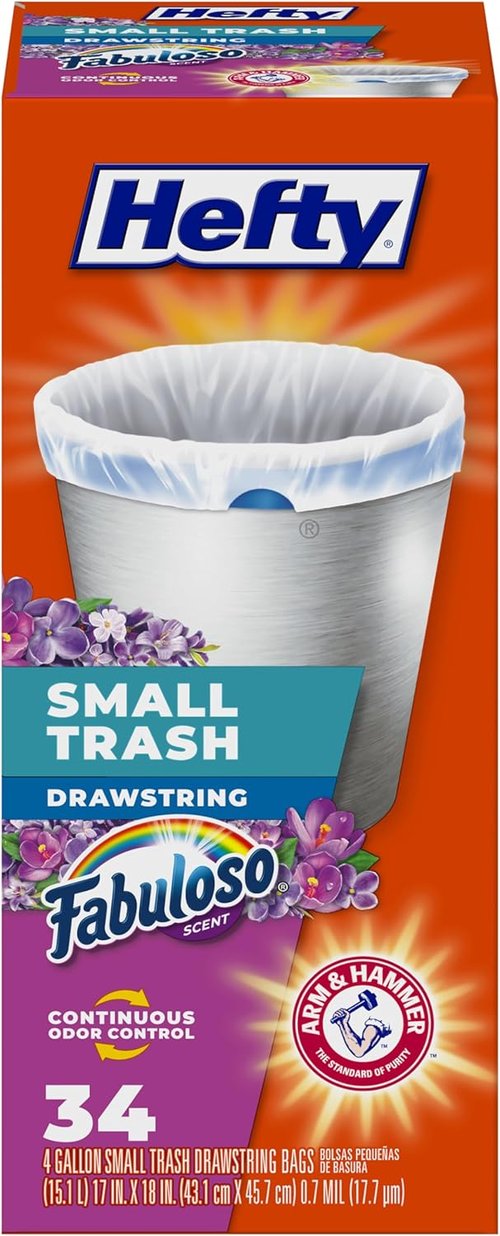 Hefty Small Trash Bags - Fabuloso Scented, 4 Gallon Size, 34 Count Pack