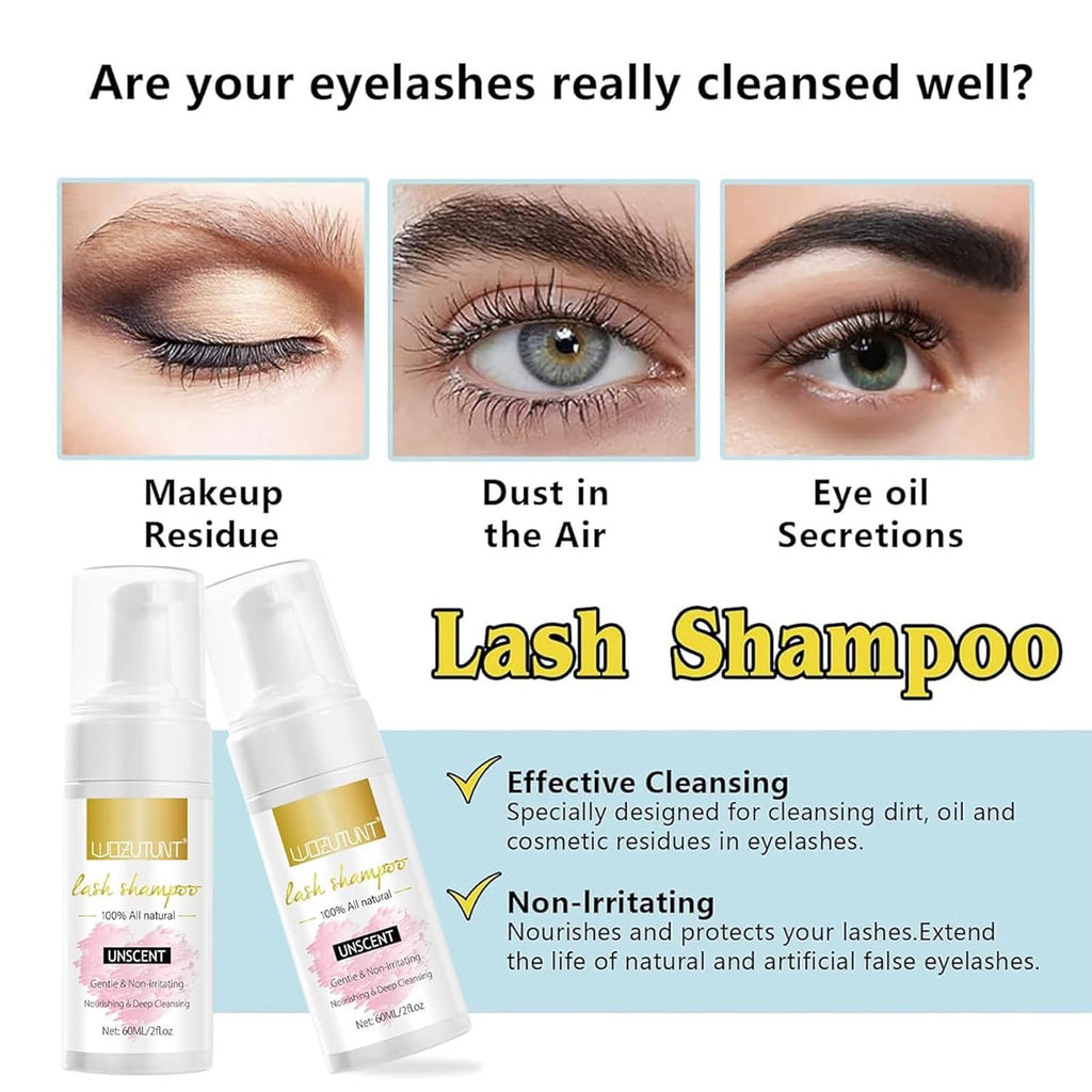 Skiennix Eyelash Extension Cleanser - Gentle Lash Mousse Shampoo & USB Rechargeable Handheld Fan