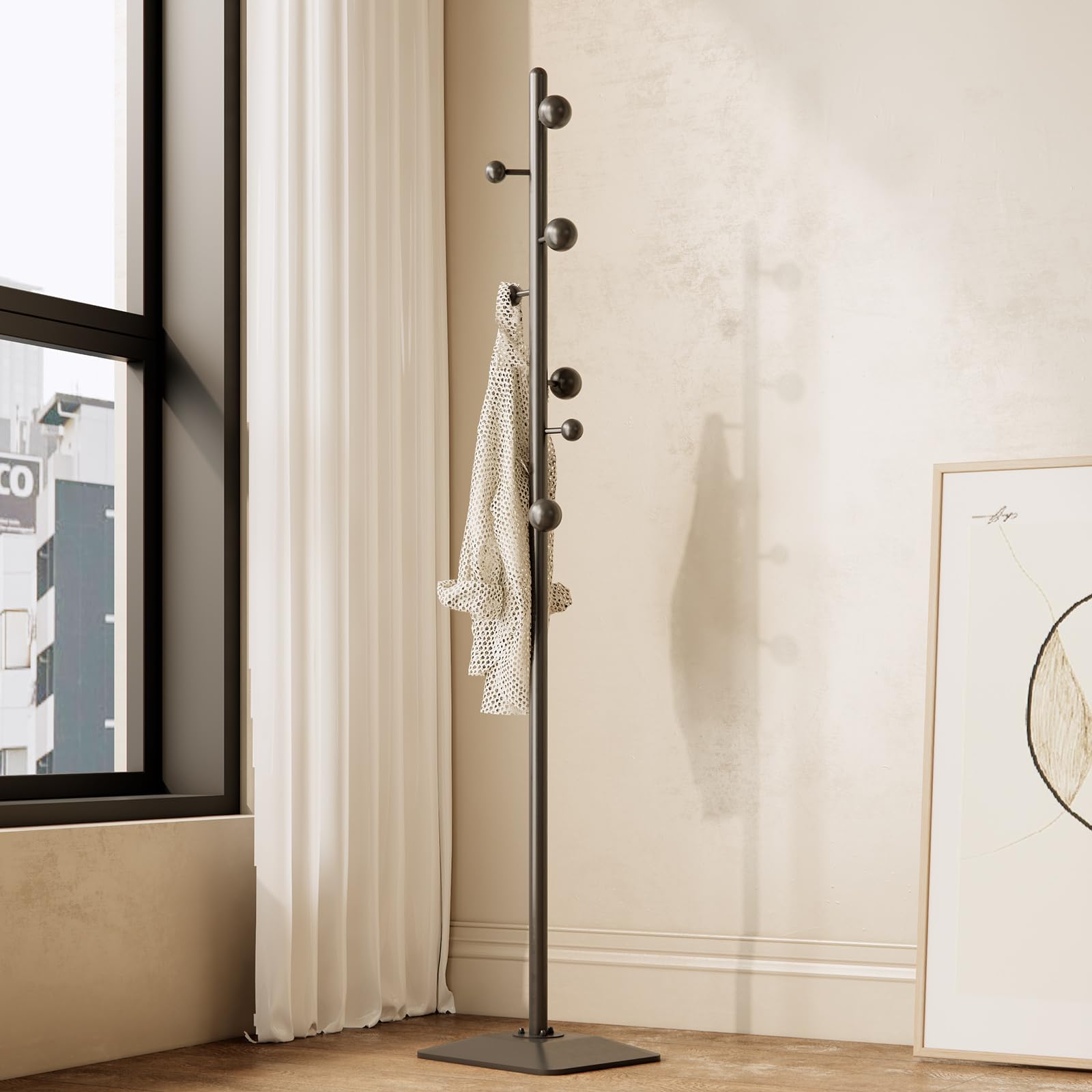 ZHBHYZ coat rack freestanding,coat rack stand with 7 Hooks and Metal Base for Bags, Hats.Coat Tree Coat Hanger Stand for Home Office Hall Entryway