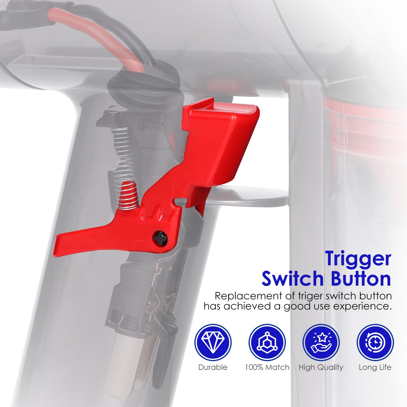 Trigger Switch Button Replacement for Dyson V7 V8 SV10 SV11 Vacuum Cleaner, Strong Red Power Switch Button Repair Accessories