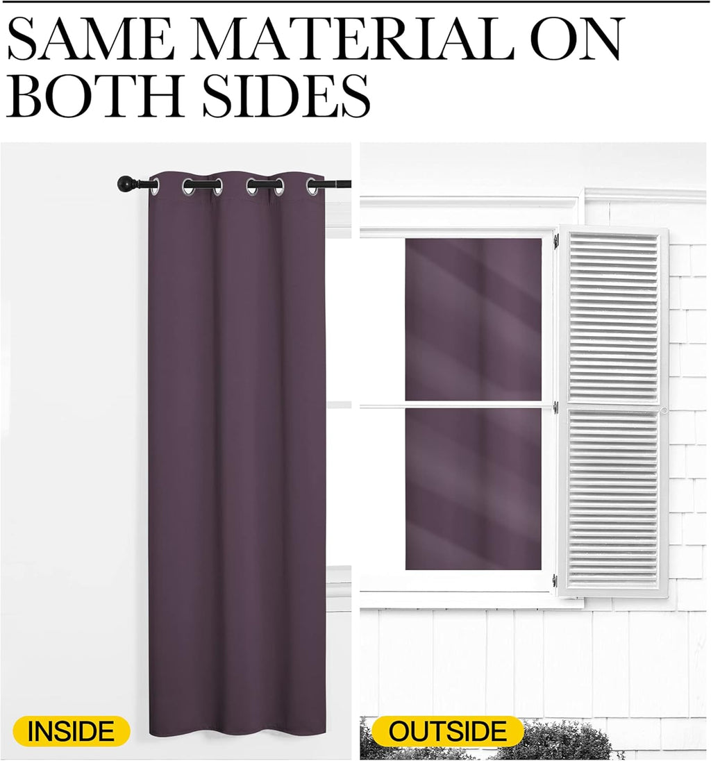 NICETOWN Blackout Curtains - Room Darkening Grommet Top Drapes for Bedroom or Dining Room | Set of 2, 42 x 63 Inch, Plum
