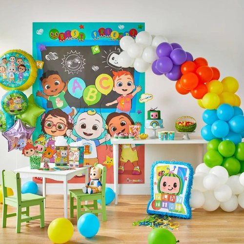 amscan Cocomelon Scene Setters® with Photo Props - 27.8" x 40" | Assorted Design | 1 Set of 16 Pcs.