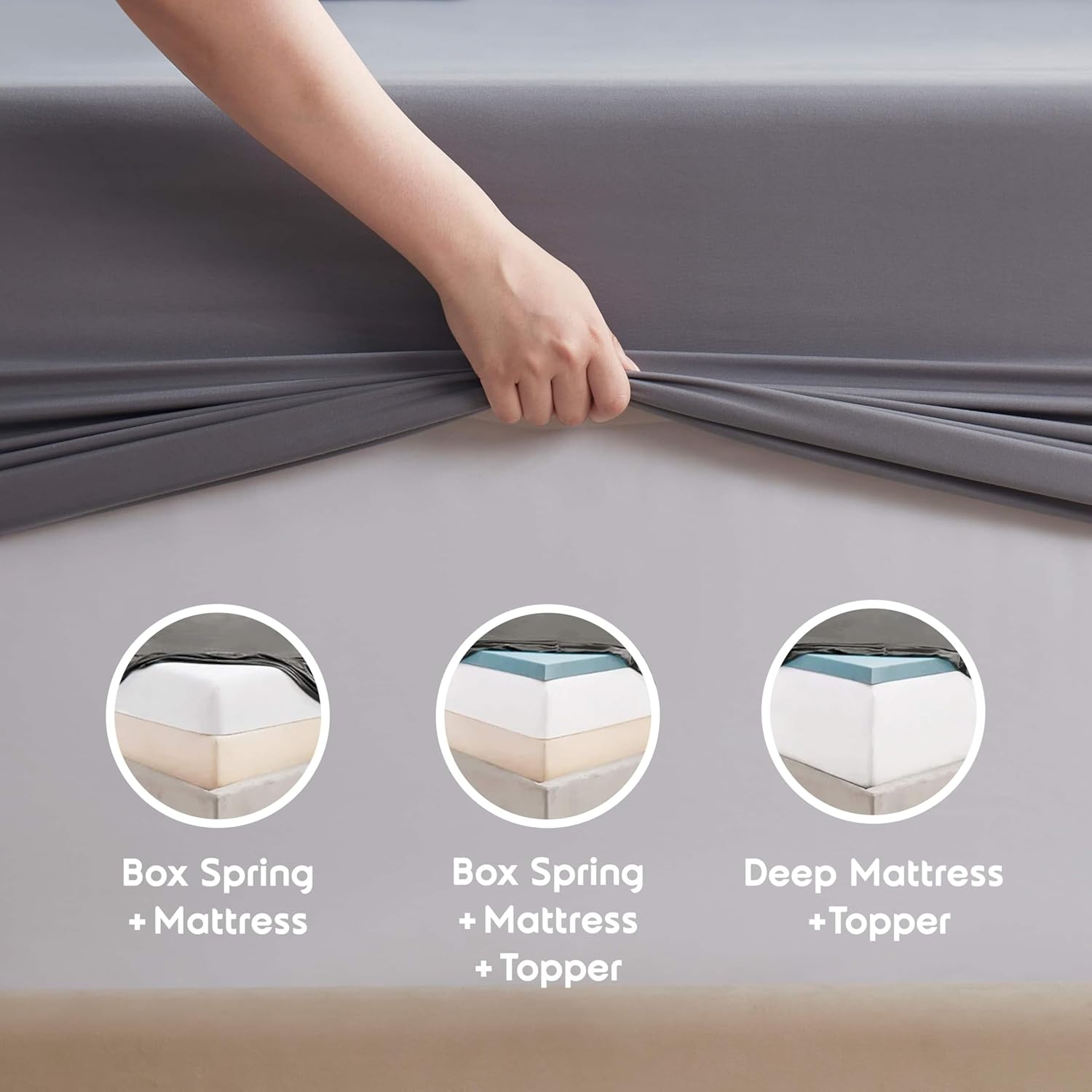 Nestl Extra Deep King Sheet Set - 6-Piece Breathable Cooling Bedding - Luxury Hotel Quality with 18-24 Inch Deep Pockets - Soft, Wrinkle-Free Dark Gray
