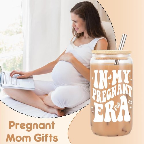 Fairy's Gift Iced Coffee Cup for Pregnant Women - Cute 16 oz Glass Mug | Perfect Gift for New Moms