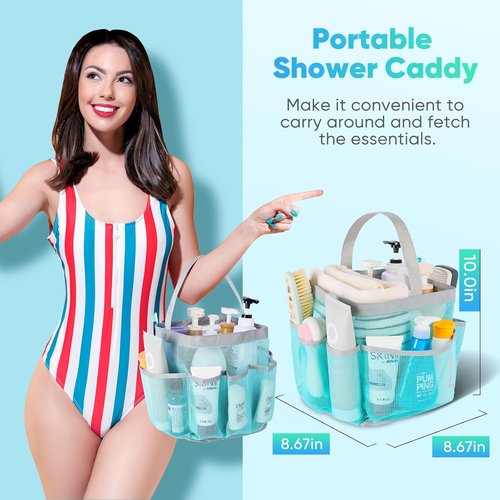 EUDELE Mesh Shower Caddy - Portable 8-Pocket Design for Quick Drying & Easy Cleaning | Ideal for Beach, Gym, Travel