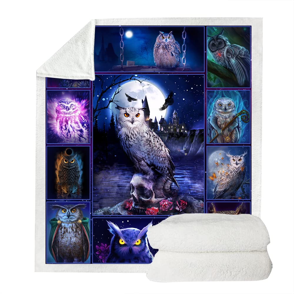 Juirst Owl Lovers' Blanket - Owl Throw 50x60 Inch for Couch, Bed, Home Decor - 'Just a Girl Who Loves Owls'