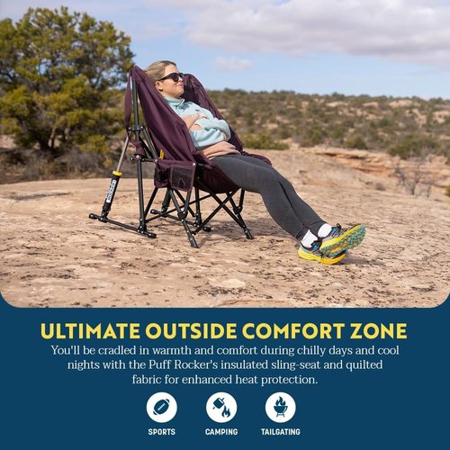 GCI Outdoor Puff Rocker - Comfortable Folding Chair for Relaxation | Navy Color