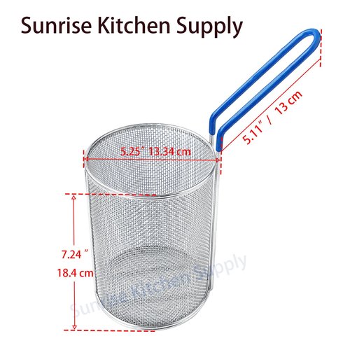 Sunrise Kitchen Supply Stainless Steel Pasta Boil Basket (2, 5.25" D x 7" H)