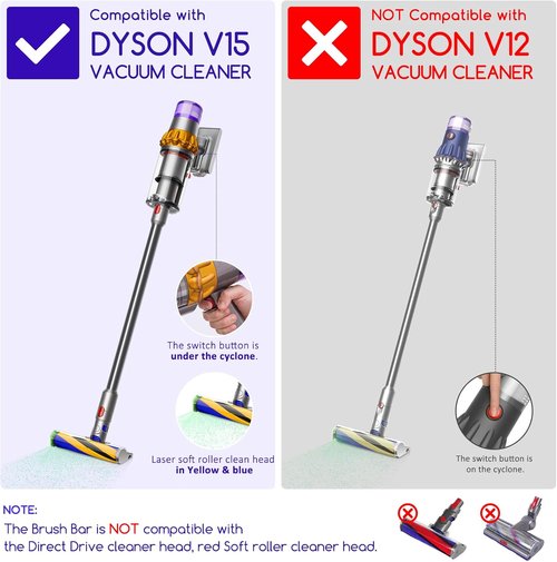 Dyson V15 Soft Roller Brush Bar - Compatible Handheld Vacuum Cleaner Parts with 2 HEPA Filters