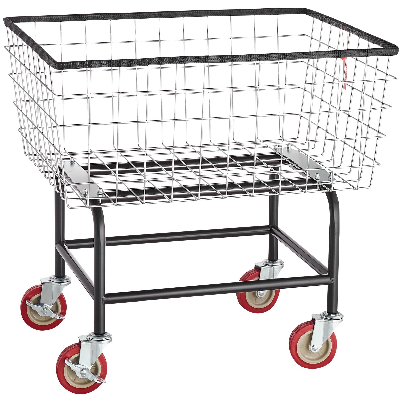 VEVOR Wire Laundry Cart, 2.8Bushel Wire Laundry Basket with Wheels, 26.7''x21.7''x26.4'' Commercial Basket Cart, Steel Frame with Chrome Finish, 4" Casters