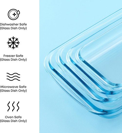 JoyJolt 8-Piece Borosilicate Glass Baking Dish Set - Deep Rectangle Oven Dishes with Black Lids | Versatile Bakeware for Lasagna, Casserole, and Cake