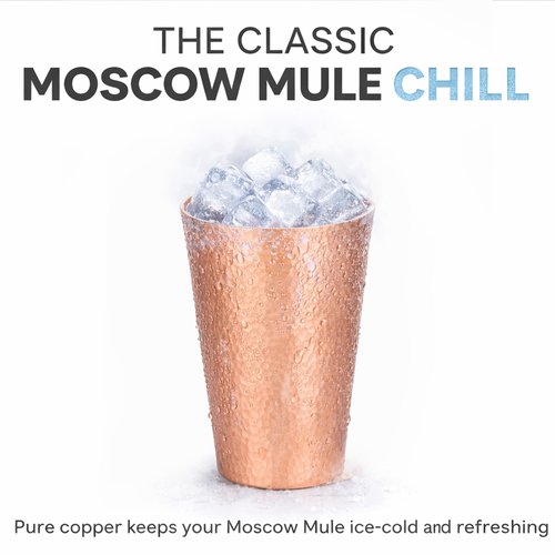 CigeZaus 18.5 Ounce Pure Copper Cups for Drinking, 100% Copper Heavy Tumbler for Decorations, Hammered