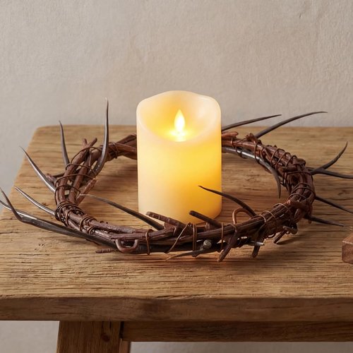 Daifunli Jesus Crown of Thorns Headpiece - Elegant Candle Holder Ring Wreath for Home Decor
