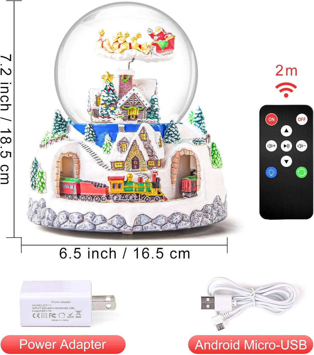 Regine Switzerland Musical Snow Globe | Rotating Santa Claus with Automatic Snowfall | 48 Classic Christmas Carols