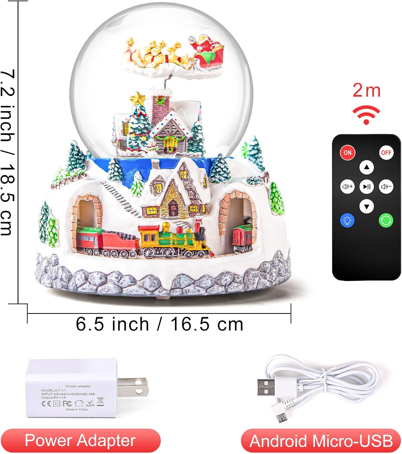 Regine Switzerland Musical Snow Globe | Rotating Santa Claus with Automatic Snowfall | 48 Classic Christmas Carols