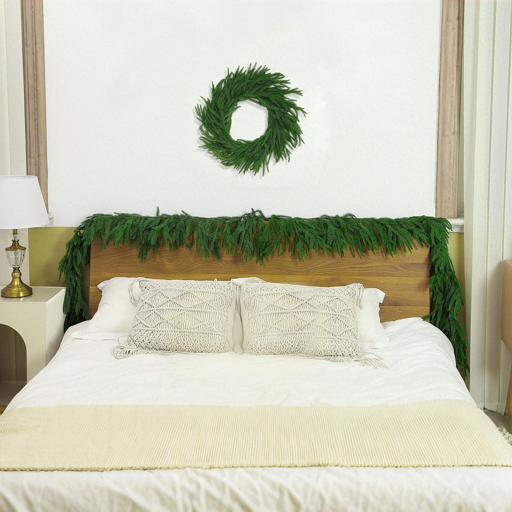 24 FT (4 * 6FT) Christmas Norfolk Pine Garland, Real Touch Dense Faux Greenery Garland for Mantle, Table, Wall, Indoor & Outdoor Christmas Decorations