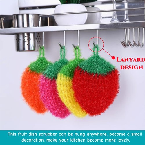 Acshio 16 Pieces Fruit Dish Scrubber, Non Scratch Dish Washing Sponge, Double Layer Reusable Kitchen Scrubber Cleaning Sponge for Dishwashing, Cleaning Dishes, Cookware Tubs Sinks